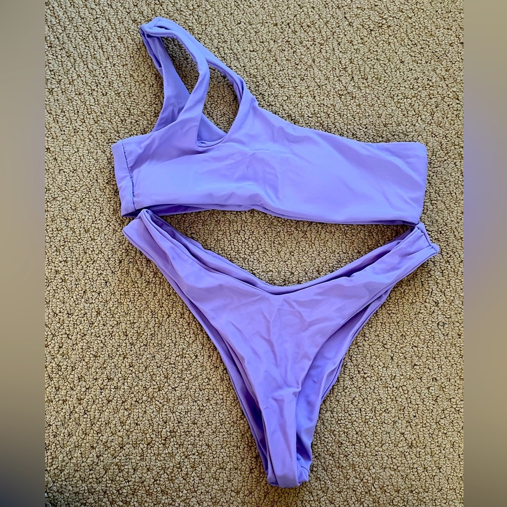 Purple one strap bikini set from Shein